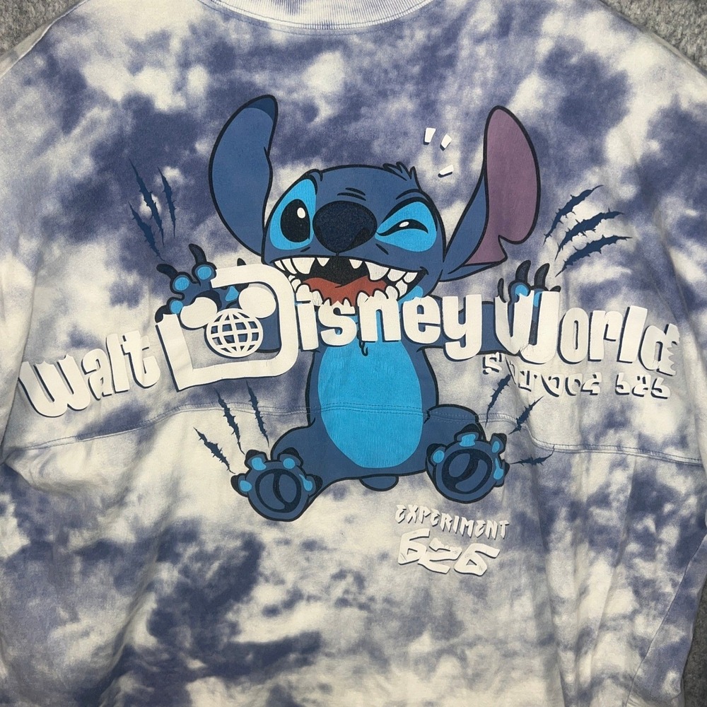 Disney World Spirit Jersey Stitch Tie Dye Blue White XXL Experiment 626 Long Slv - Picture 6 of 9